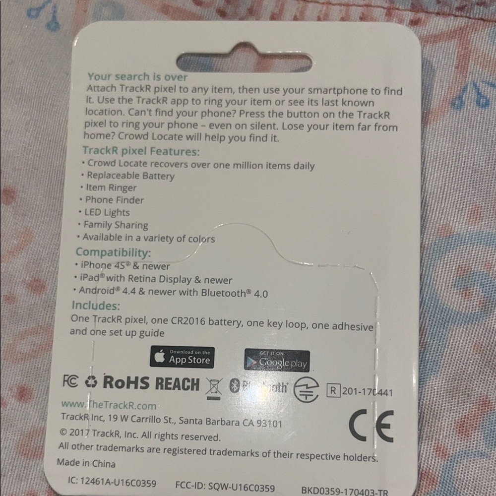 TrackR Pixel Bluetooth Tracker - Blue - Picture 2 of 2